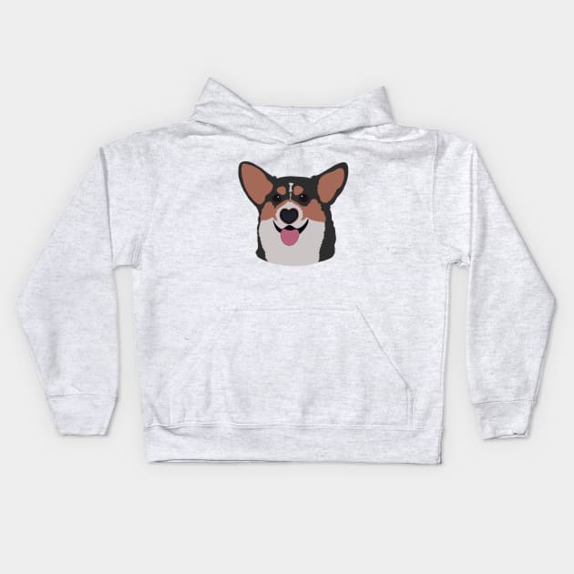 Corgi Smile Tri Kids Hoodie by Clarmeleon